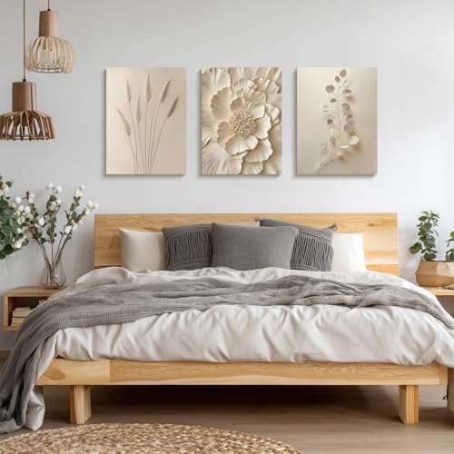 Wrapped Canvas Neutral Beige Botanical Wall Art Set of 3 (3 Count)