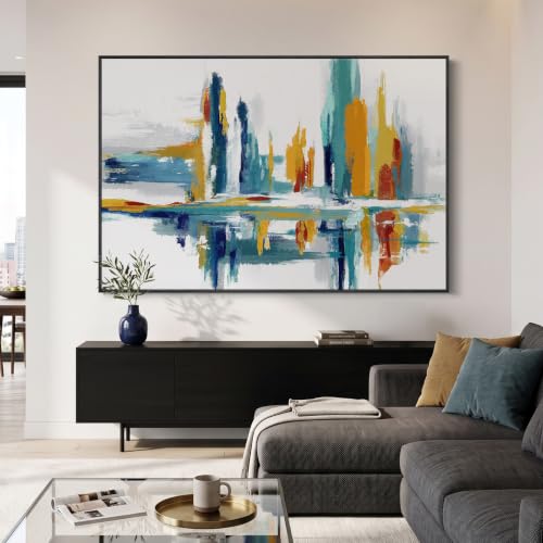 Extra Large Framed Modern Colorful Abstract Wall Art
