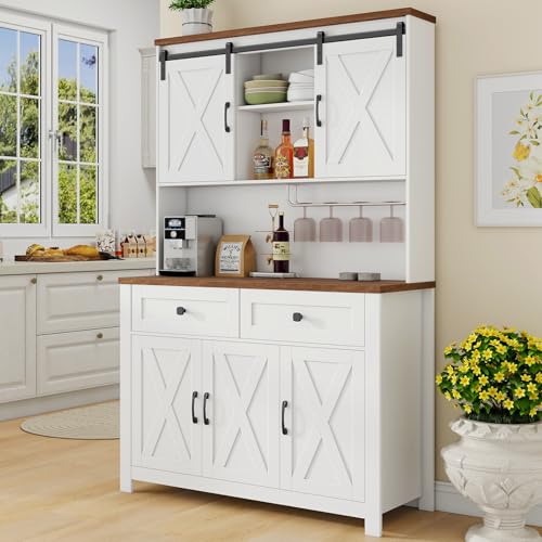 67.7 Inch Farmhouse Pantry Storage Cabinet with Sliding Barn Doors
