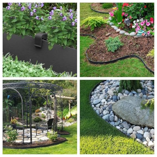 Anleolife 40ft Flexible Plastic Landscape Edging Coil with 12 Stakes