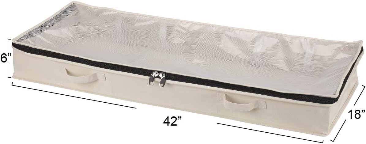 Household Essentials Cotton Canvas Under Bed Clothing and Linen Storage Bag | Natural - NestledHome