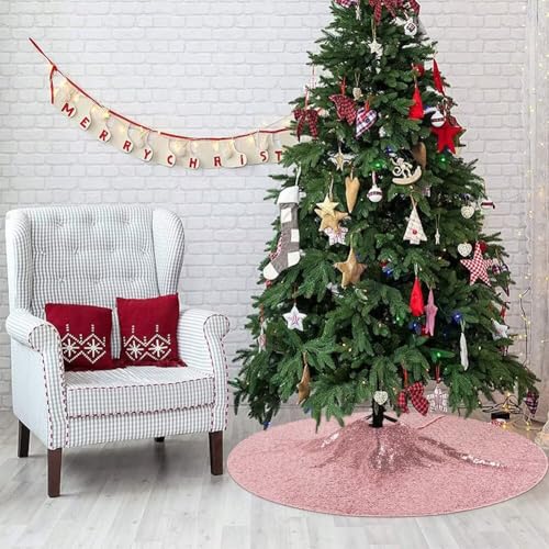 Sequin Tree Skirt 36 Inch Fuchsia Pink Ornament Christmas Decoration