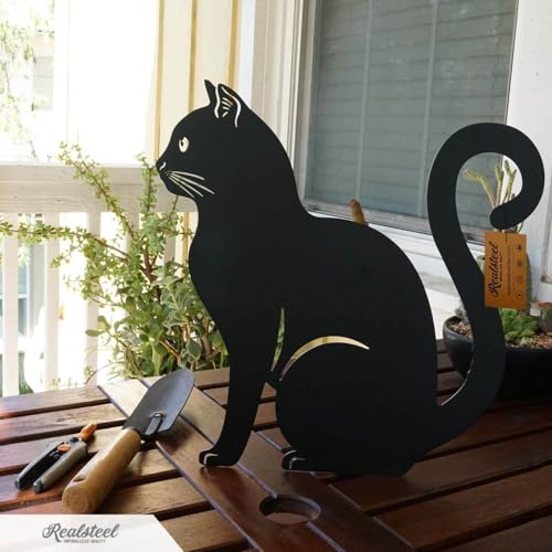 I 3 Pack Steel Cat Garden Decor I Outdoor Yard Decorations I Gift for Cat Lovers I Lawn Ornaments and Statues I Garden Signs Decorative Outdoor (3 Count)