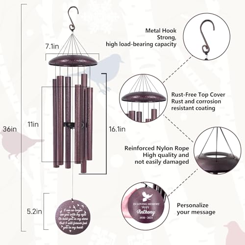Memorial Bird Wind Chimes for Loss of Mom Dad