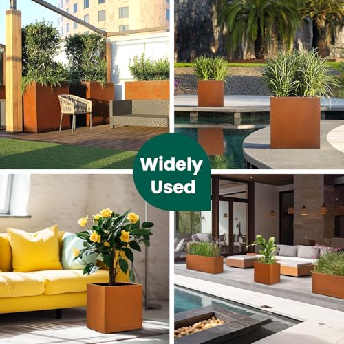 Corten Steel Planter Box 17" L x 17" W x 18" H