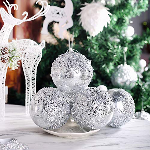 4pc Silver Christmas Ball Ornaments (4 Count)