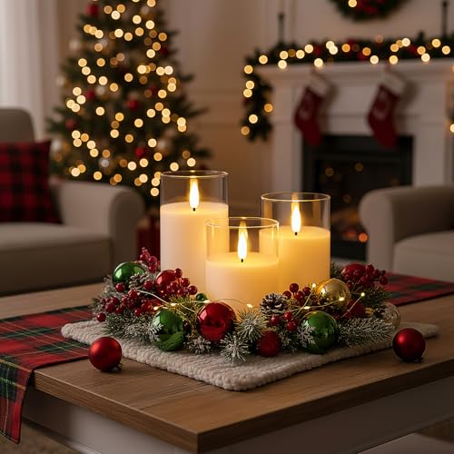 Pure White Glass Flameless Candles (3 Count)