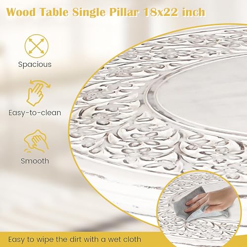 Lightnpro Carved Round Pillar End Table
