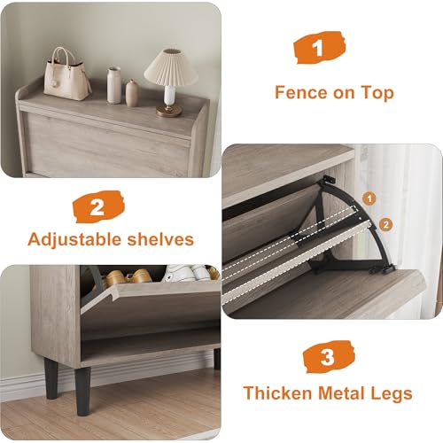 Shoe Cabinet with 2 Flip Drawers