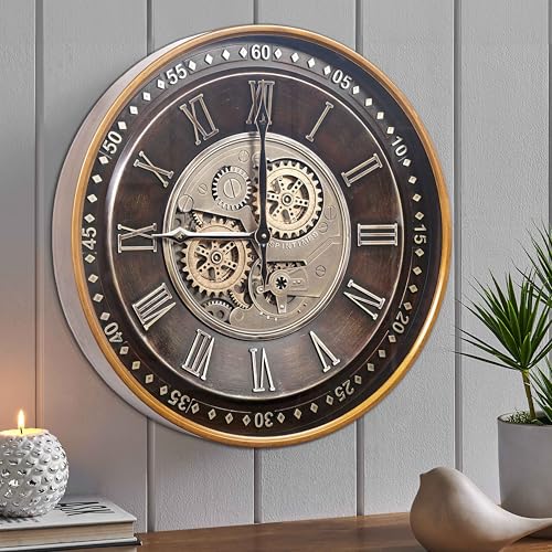 24 Inch Large Moving Gear Wall Clock for Living Room Decor