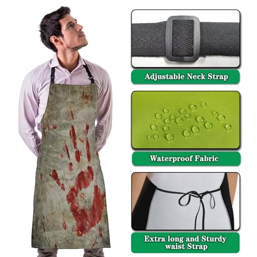 Baking Apron for Women Bloody Handprint Grungy Wall Kitchen Aprons for Men for Kitchen Cooking Restaurant BBQ Painting Crafting 27”