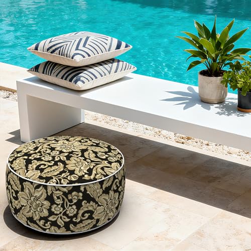 Indoor Outdoor Inflatable Ottoman with Handle D21 x H9 Inch