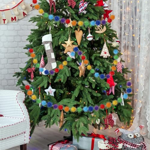 4 Pack 26.3 Feet Colorful Pom Pom Garland Decorations (26.25 Foot)