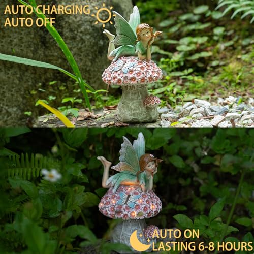 Solar Fairy Garden Statue Lights Outdoor Decor