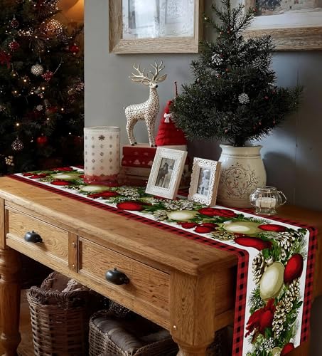 Table Runner for Christmas Decorations with Red and Black Buffalo