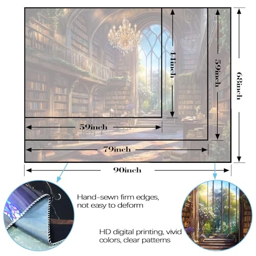 Vintage Library Tapestry Medieval Bookshelf Tapestries Wall Hanging Fantasy Academia Hall Book Backdrop Large Tapestry for Bedroom Living Room Dorm Classroom 80 x 60 inch