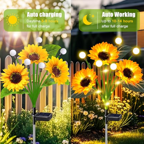 2 Pack Solar Sunflower Lights Waterproof Outdoor (2 Count)