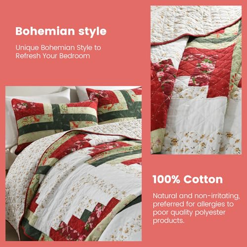 Handmade Quilted 100% Cotton Queen Comforter Set for Bed