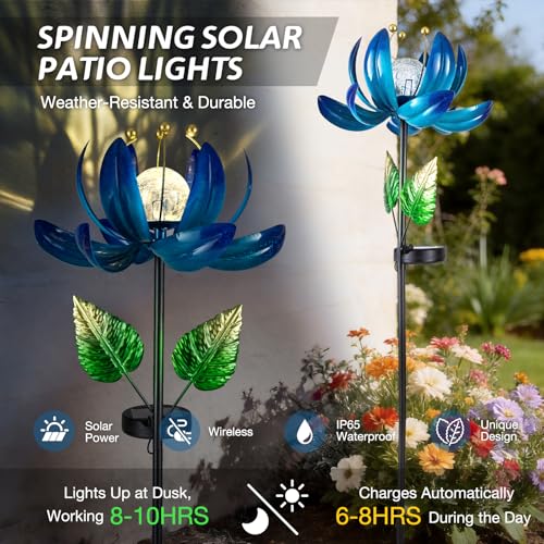 Solar Garden Lights Metal Flower Decor