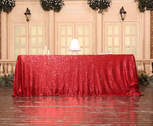 Sequin Tablecloth 90x156 Inch Red for Christmas Wedding Party