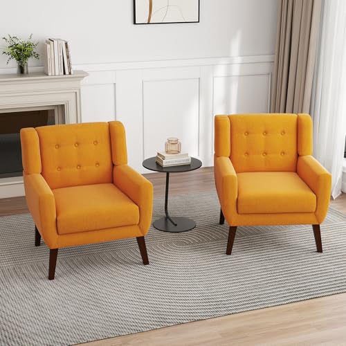 Accent Chair Modern Upholstered Armchair in Fabric for Living Room (2 Count)
