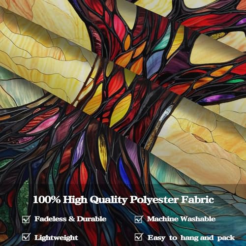 Tree of Life Tapestry Stained Glass Tapestry Wall Decor Tapestries for Bedroom Art Tapestries Wall Hanging for Bedroom Living Room Glass