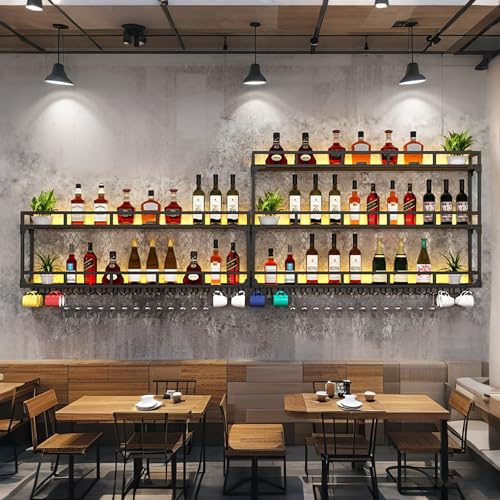 Modern Wine Rack Wall Mounted With Glass Holder