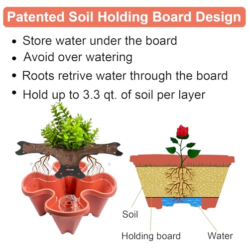 Stackable Planters 6 Tier Vertical Garden Planting Tower Planters Strawberry (2 Count)
