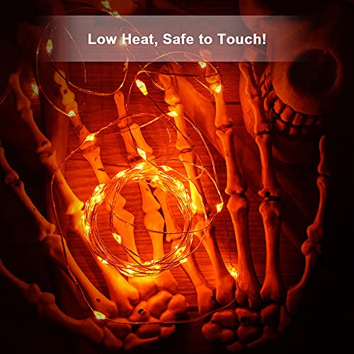 Orange Battery Halloween Fairy Lights with Remote (77.6 Foot)