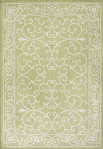 Vintage Filigree Indoor Outdoor Area Rug 3X5 Green