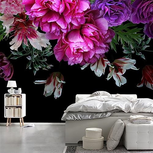 Purple Floral Wallpaper Peony Flower Wall Mural for Baby Bedroom