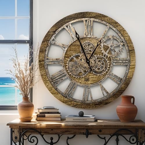 The Gears Clock The Original Real Moving Gear Wall Clock Vintage Industrial Oversized Rustic Farmhouse