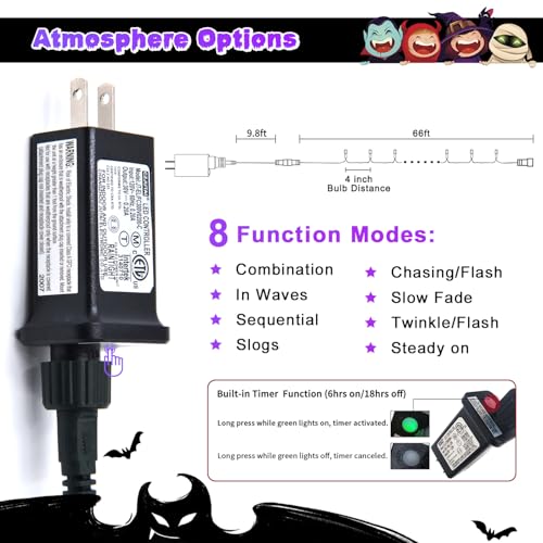 200 LED 66ft Halloween Lights