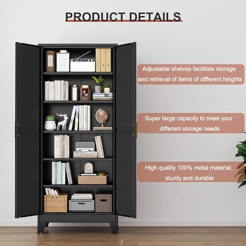 Kitchen Pantry Storage Cabinet with Doors and Adjustable Shelves