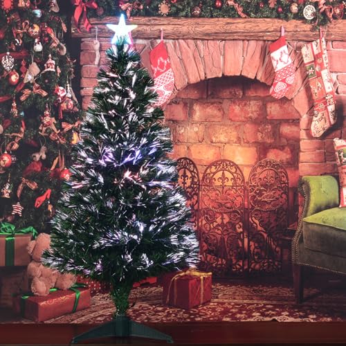4FT Fiber Optic Green Christmas Tree Artificial Tree with Stand