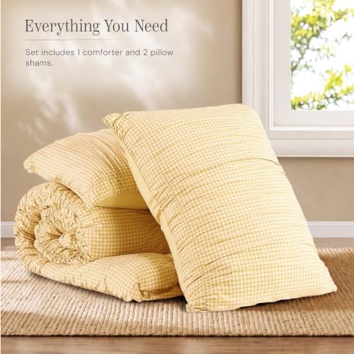 Yellow Gingham Full Size Comforter Sets