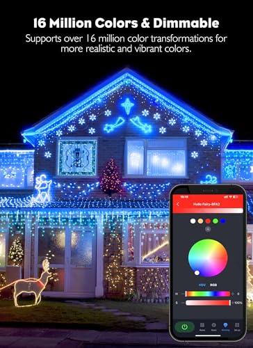 Smart Icicle Lights for Outside (66 Foot)