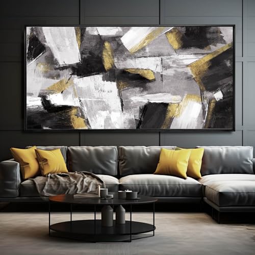 Large Abstract Wall Art for Living Room Gold Abstract Maximalist Decor for Bedroom Home Office Decor 30x60 Inch Ready to Hang