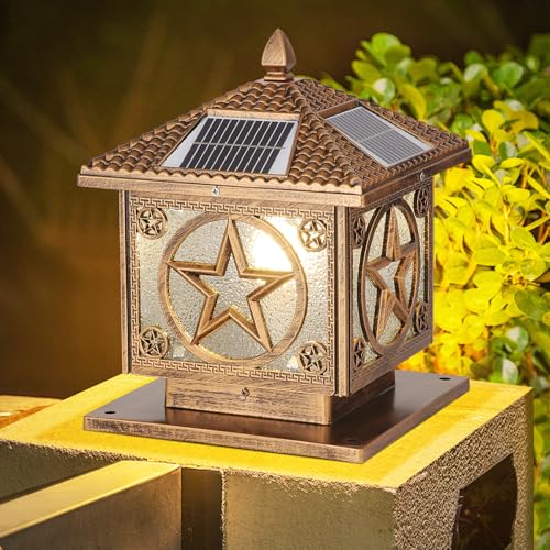 Outdoor Solar Post Light with Remote