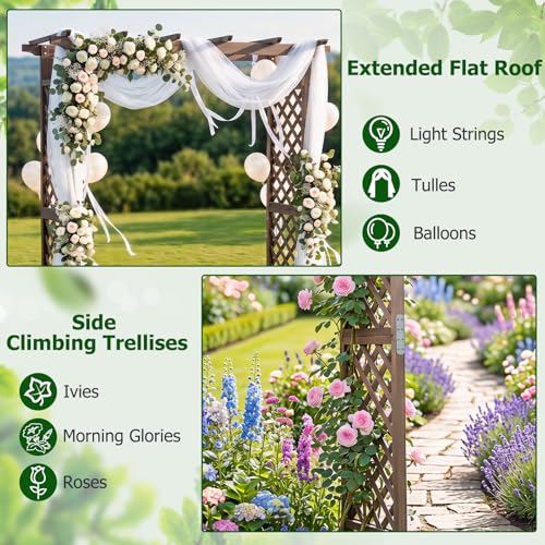 85" Wooden Garden Arch Trellis