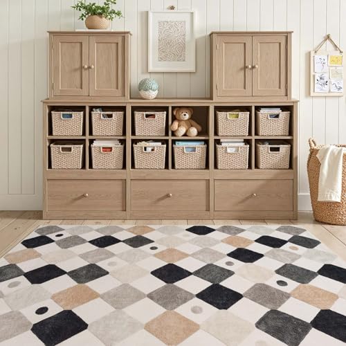 4x6 Checkered Area Rug Washable Classroom Kids Rug Marble (24 Sq Ft)