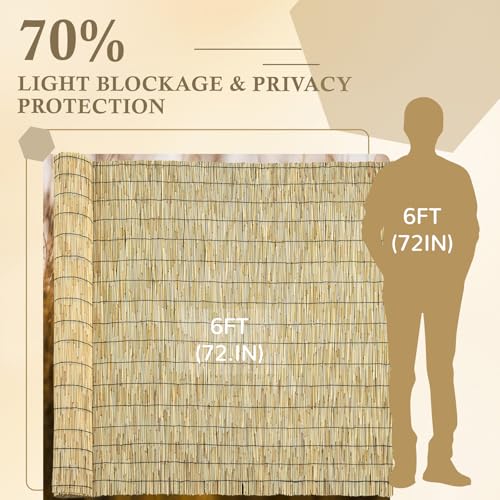 Natural 6FT X16.4FT Reed Fencing Roll Bamboo Privacy Fence Screen