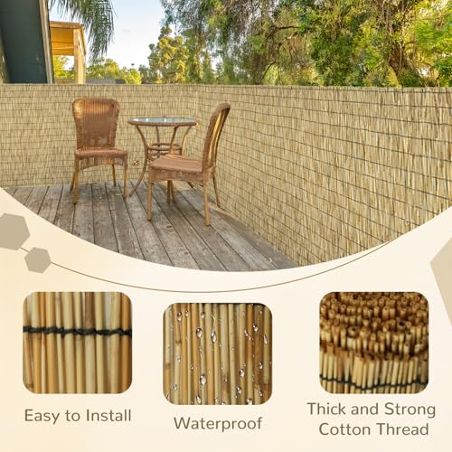 Natural 6FT X16.4FT Reed Fencing Roll Bamboo Privacy Fence Screen