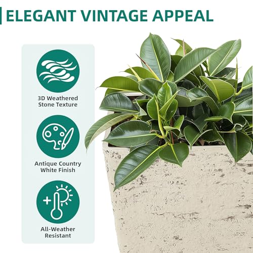 Autodaya Resin 19" Tall Planters Set of 2 Plant Pots (2 Count)