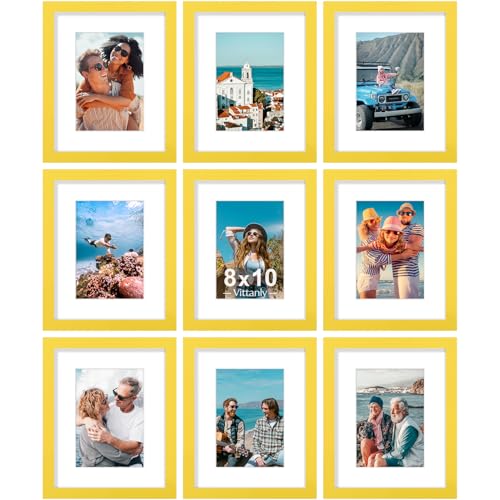 8x10 Picture Frames Set of 9 for Wall or Tabletop Display (9 Count)