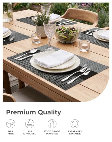Grey with White Striped Placemats Set of 6 (6 Count)