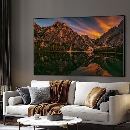 46"x72" Extra Large Framed Wall Art Majestic Mountain Landscape Reflected in Lake at Sunset for Home Living Room Bedroom Decor