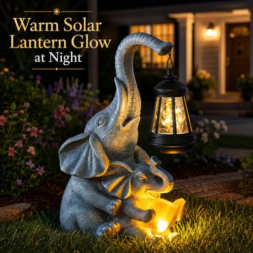 Solar Elephant Garden Statue with Lantern