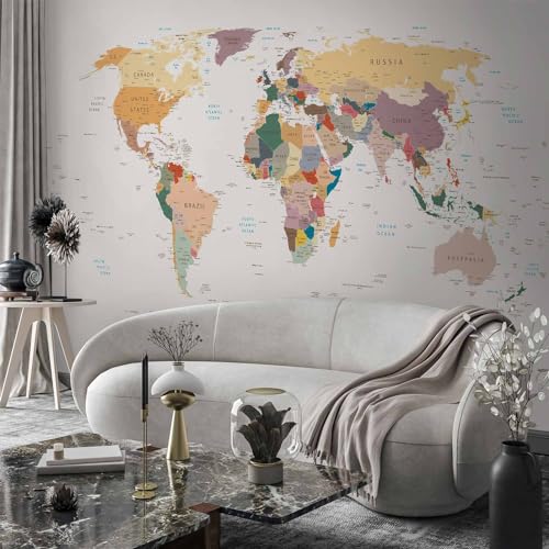 Wall Mural World Map 135x101 in (94.5 Sq Ft)