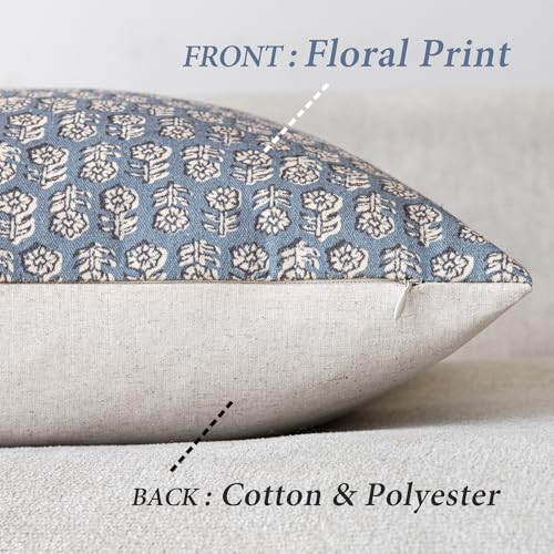 Decorative Floral Print Throw Pillow Covers 18×18 Dusty Blue (2 Count)